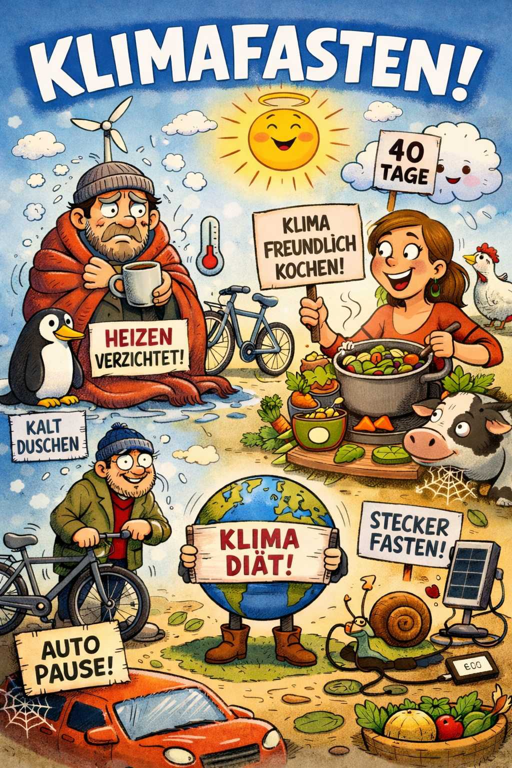 Karikatur - Fasten für das Klima